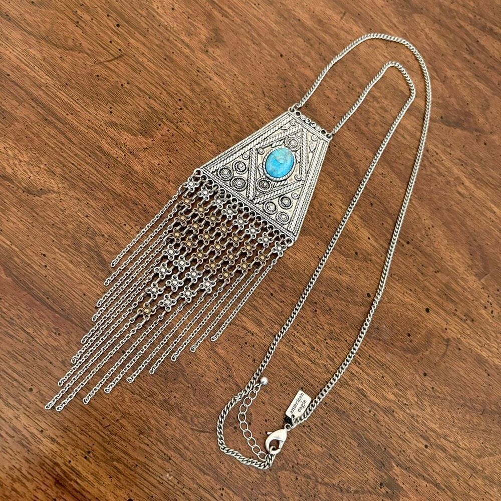 American Eagle | Oversized Turquoise Pendant Necklace | 44” Length